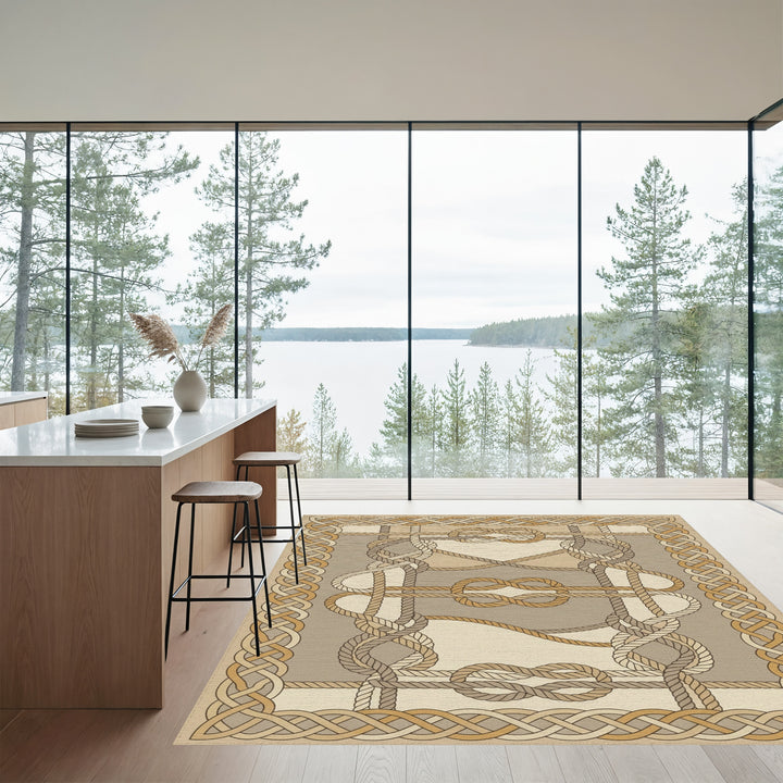 Nautical Rope Knot Border Rug