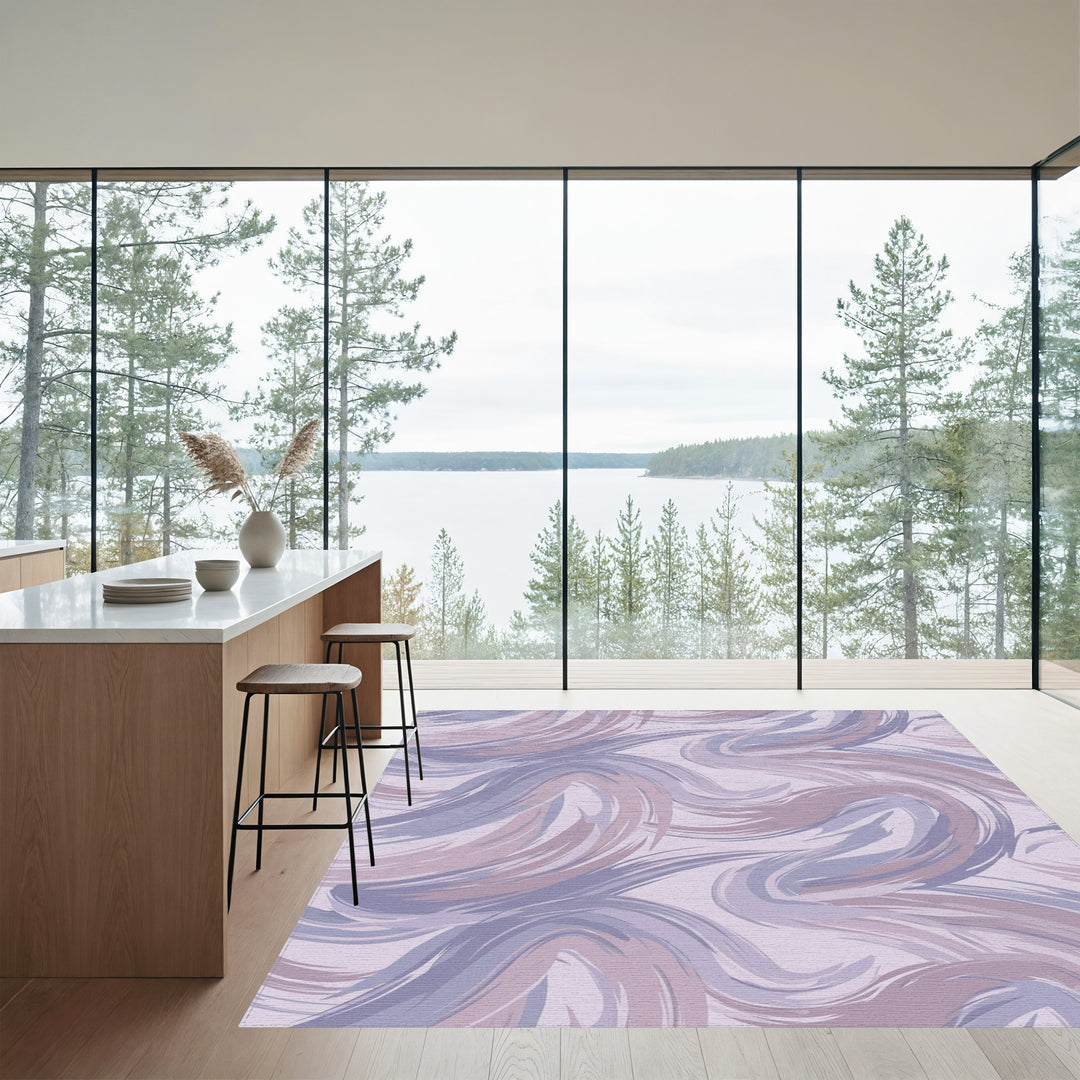 Soft Lavender Brushstroke Swirl Rug