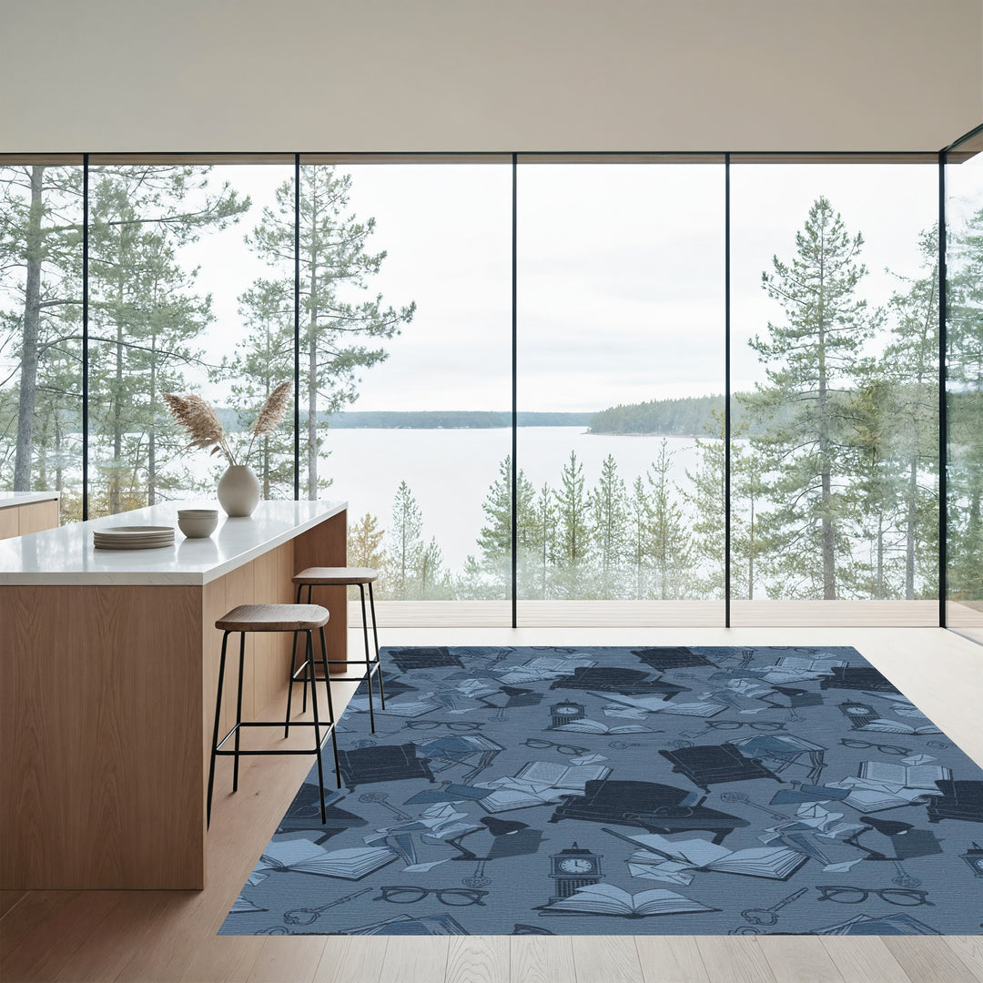 Monochromatic Vintage Study Whimsical Arrangement Rug
