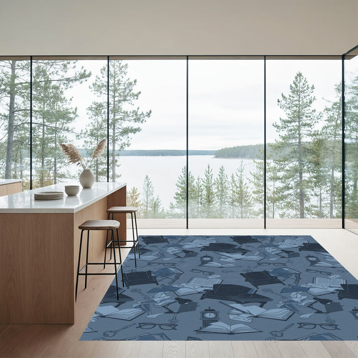 Monochromatic Vintage Study Whimsical Arrangement Rug