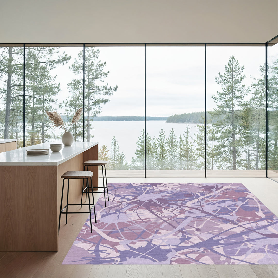 Lavender Splatter Abstract Splash Rug