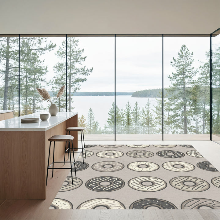 Monochrome Glazed Donut Repeat Rug