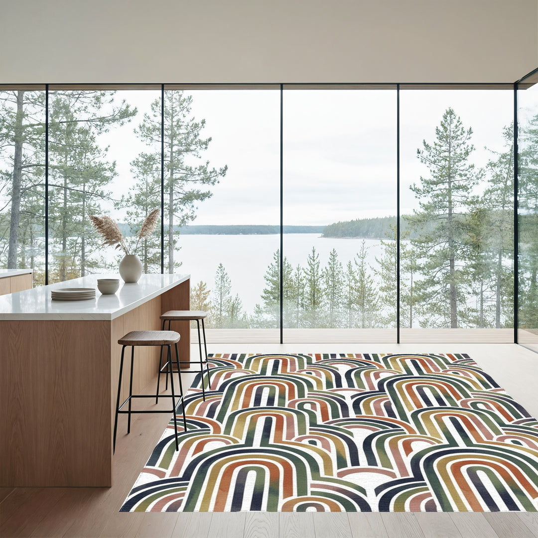 Earthy Tone Abstract Arch Cascade Rug