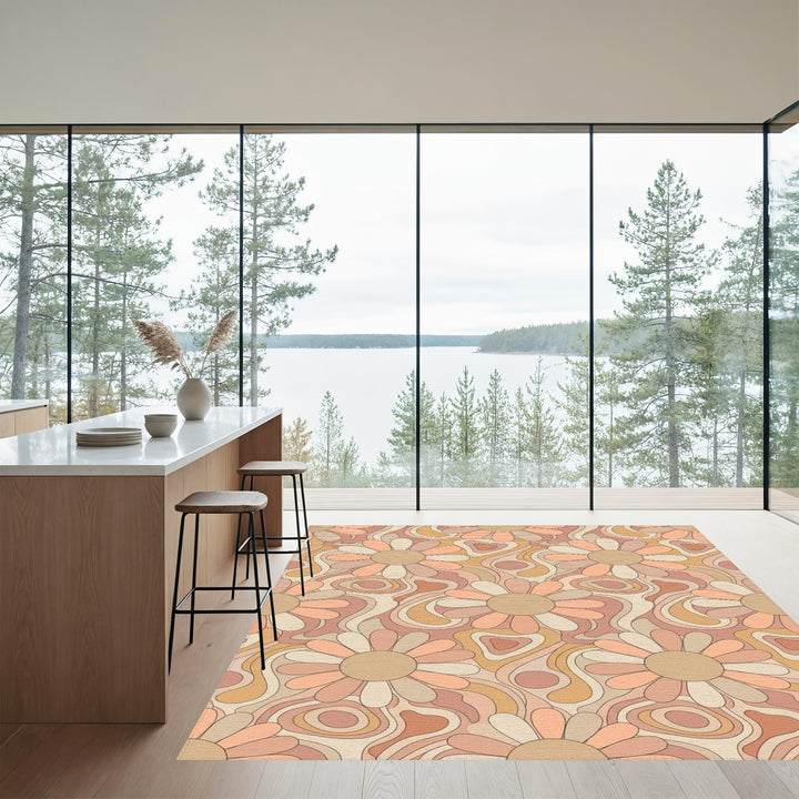 Retro Groovy Floral Swirls Rug