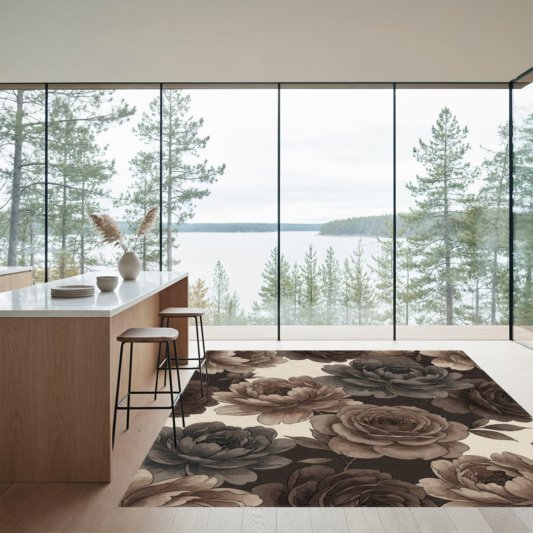 Vintage Sepia Floral Blossom Collage Rug