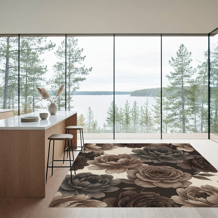 Vintage Sepia Floral Blossom Collage Rug