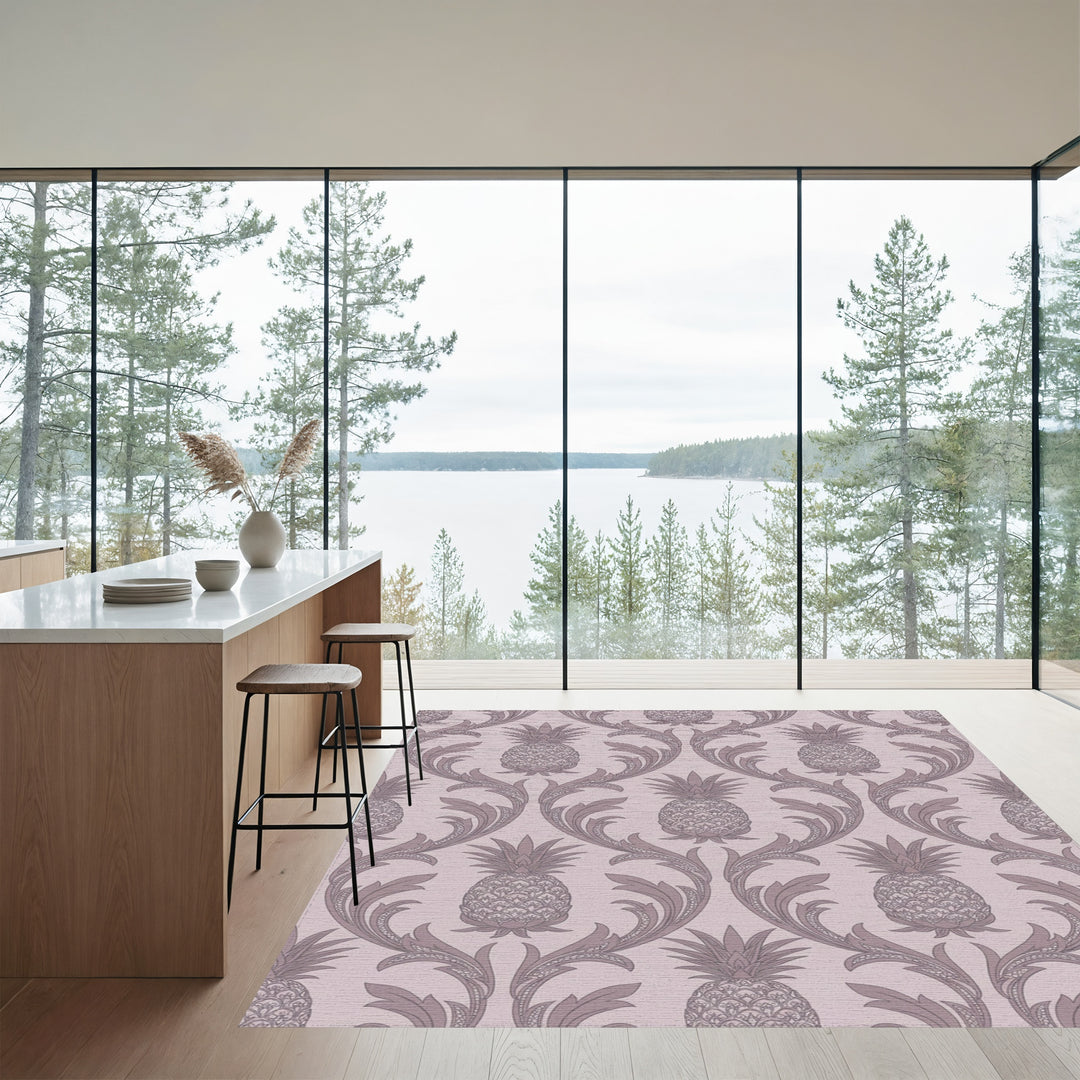 Ornate Lilac Pineapple Damask Rug