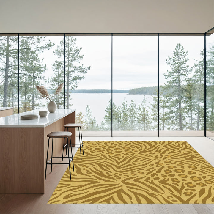Golden Leopard Zebra Mix Rug