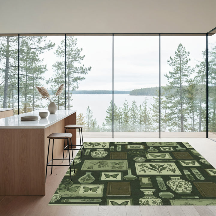 Vintage Botanical Butterfly Collection Rug