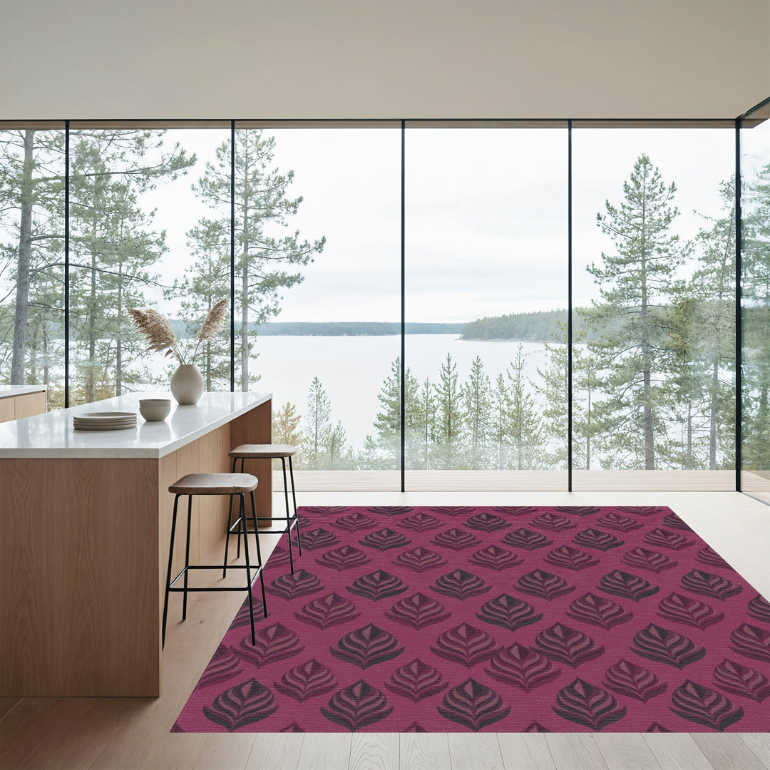 Deep Plum Leafy Vertical Repeat Rug