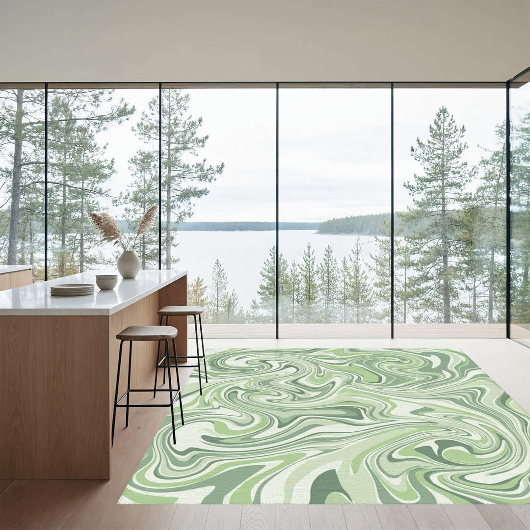 Verdant Swirl Marble Effect Rug