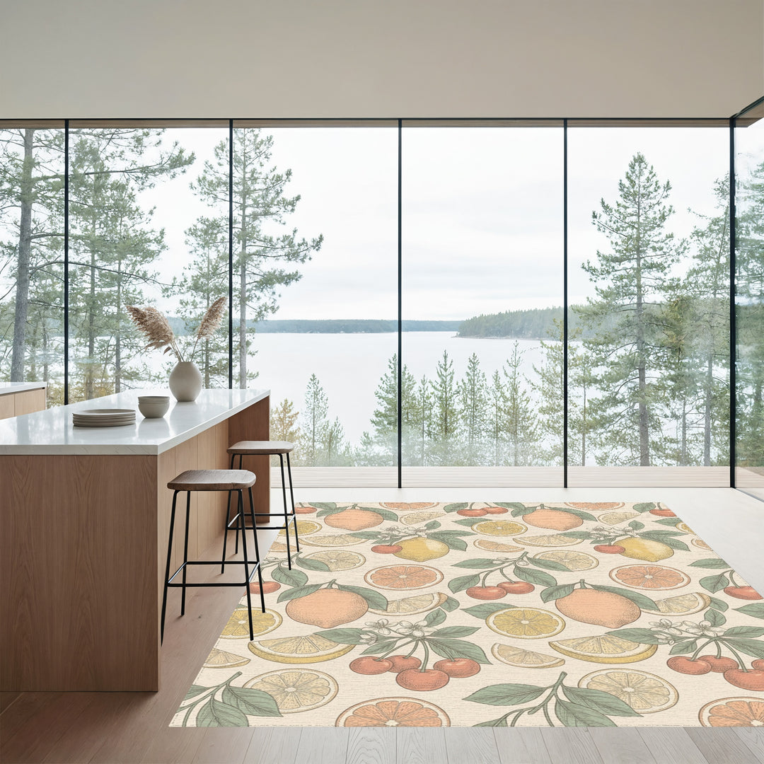 Citrus Fruit And Cherry Branches Rug