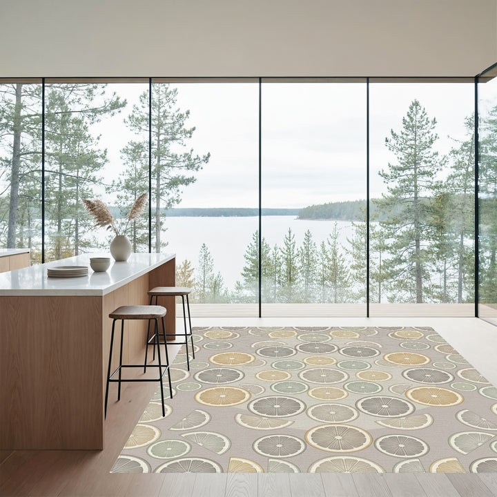 Citrus Slices Textured Neutral Color Rug