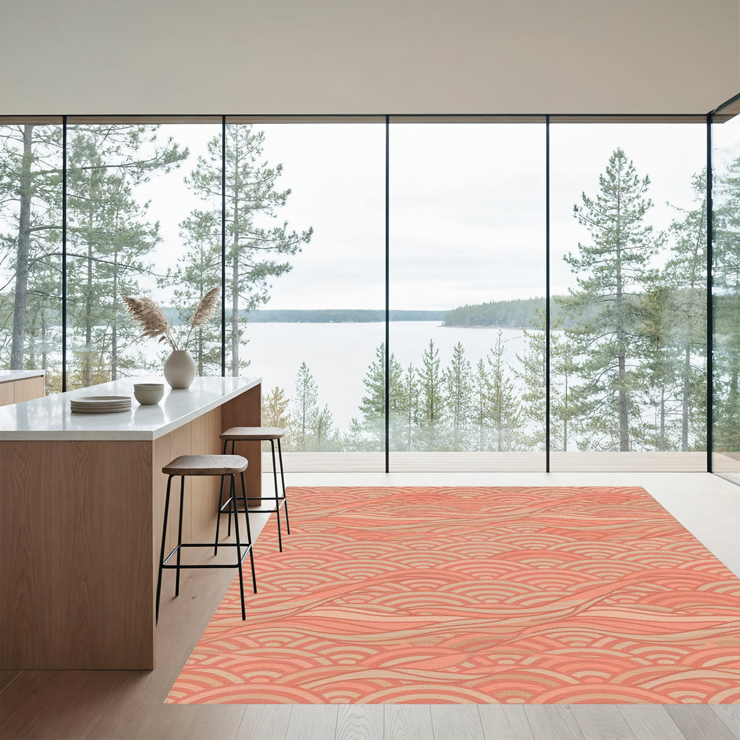 Salmon Seigaiha Waves Rug