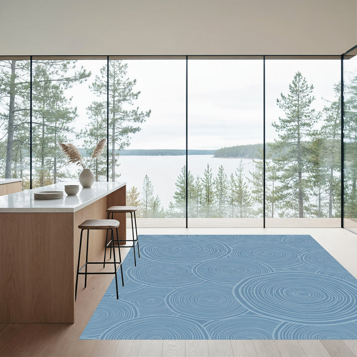 Dusty Blue Swirling Circles Rug