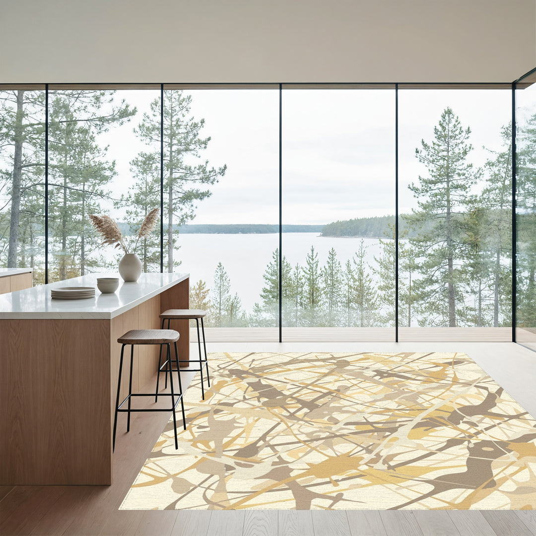 Earthy Paint Splatter Abstract Texture Rug