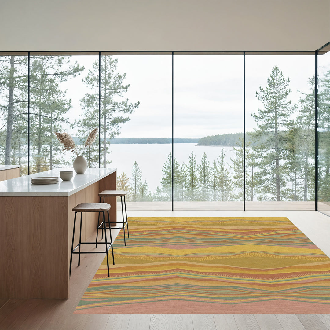 Earthy Toned Wavy Stripe Landscape Rug