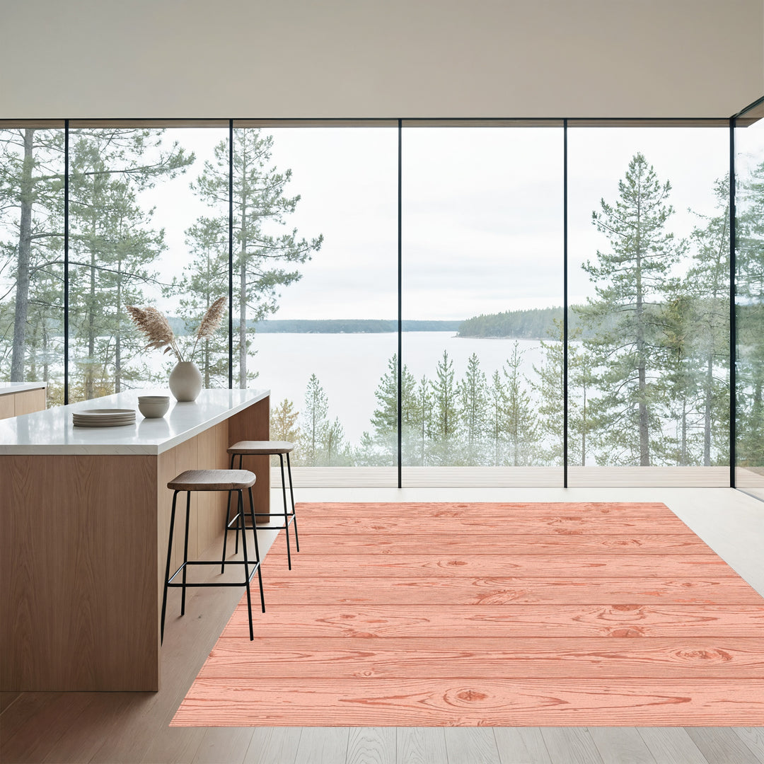 Coral Wood Plank Texture Rug