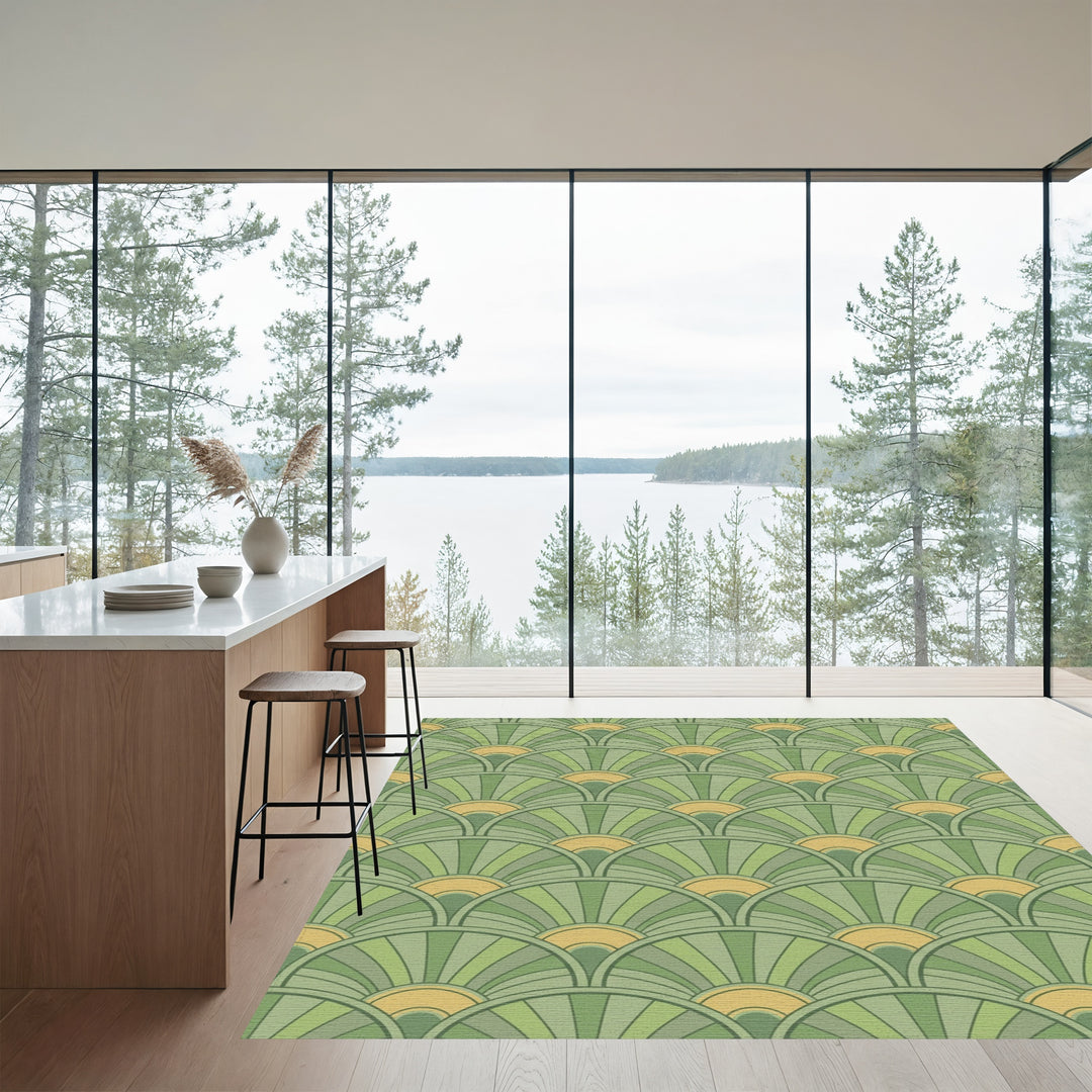Verdant Green Fanburst Repeat Rug