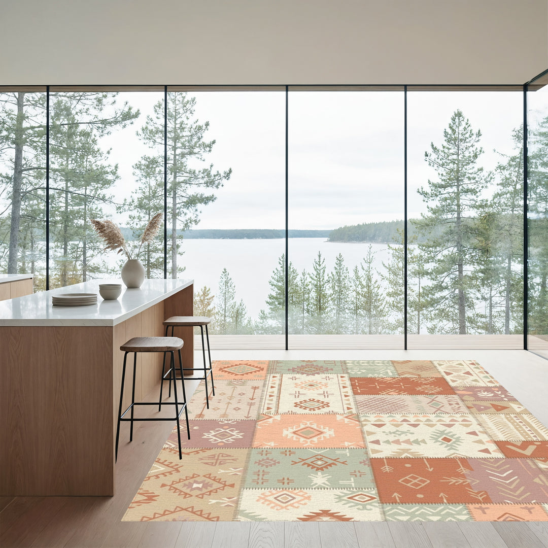 Patchwork Earthy Tone Tribal Medallion Rugs Rug