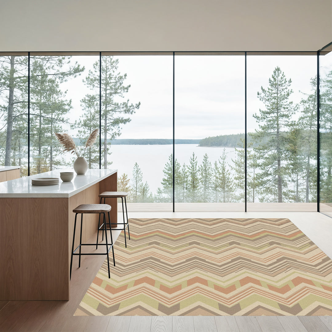 Earthy Chevron Zigzag Lines Rug