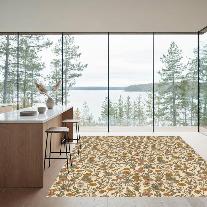 Vintage Floral Fern Meadow Rug