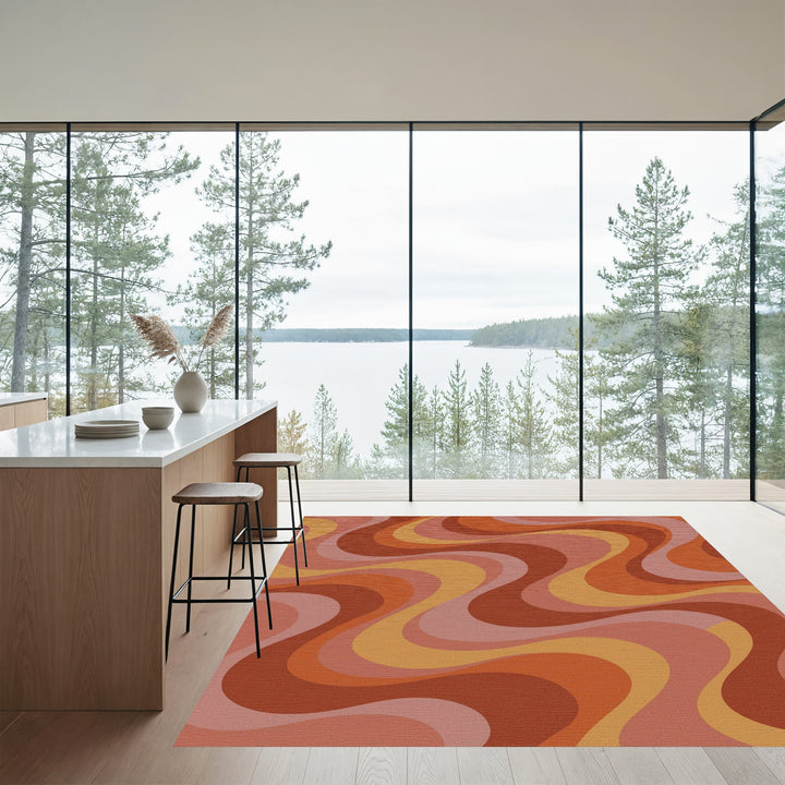Retro Earth Tone Swirl Rug