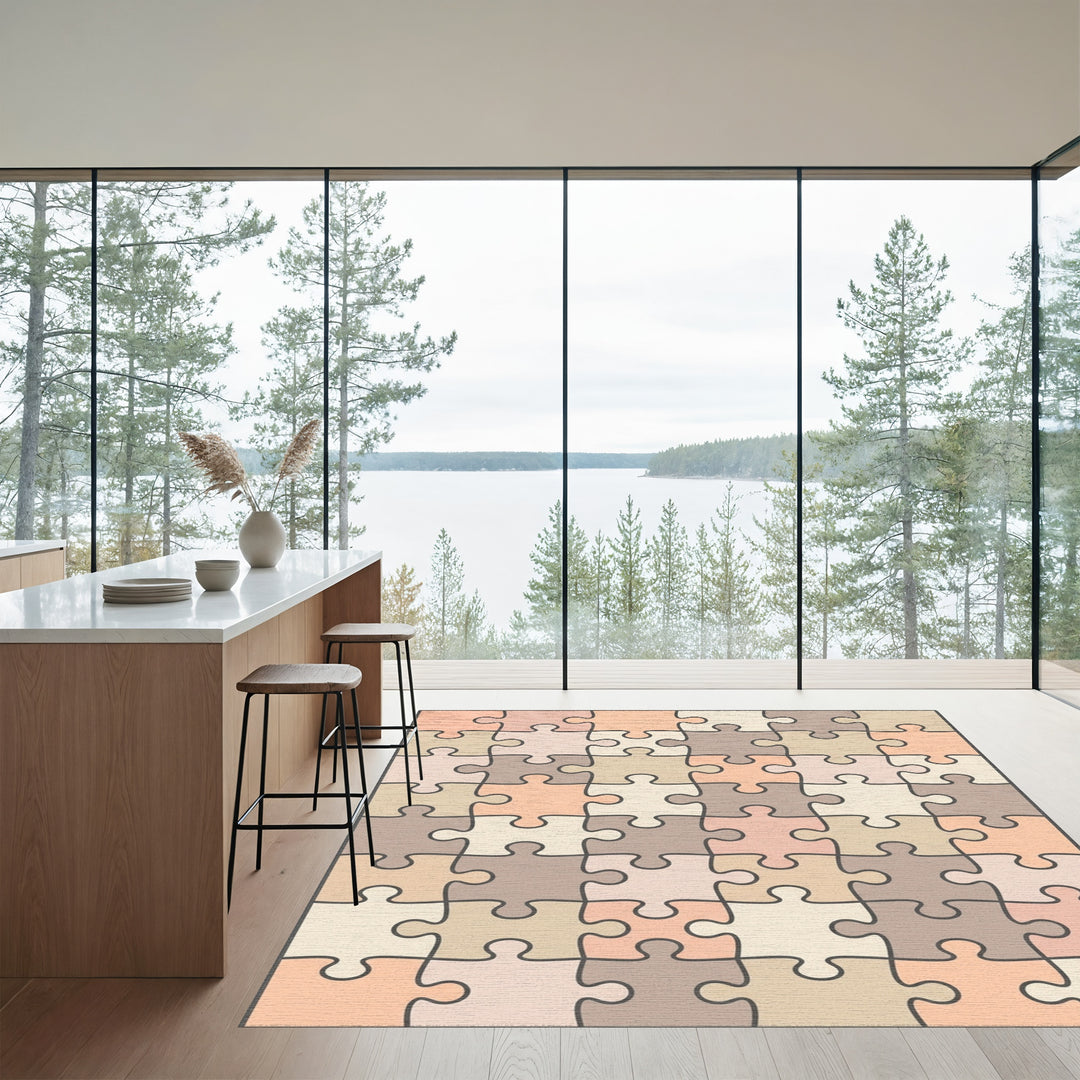 Neutral Tones Puzzle Pieces Rug