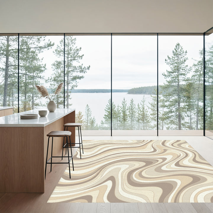 Earthy Swirl Abstract Lines Rug