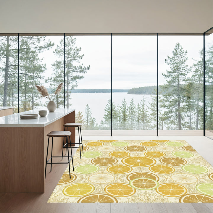 Citrus Slice Medallion Mandala Rug