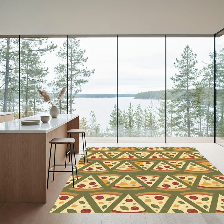 Warm Golden Pepperoni Pizza Slices Rug