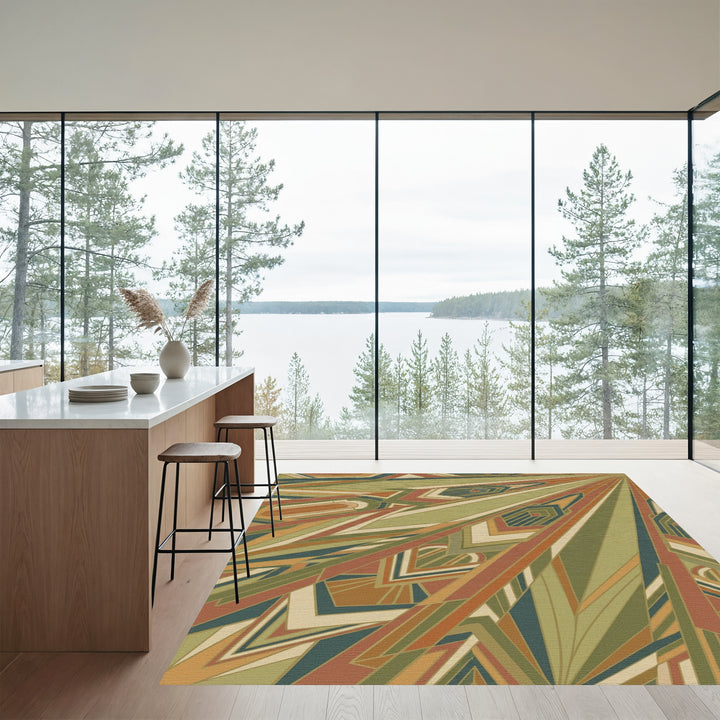 Art Deco Geometric Sunburst Rug