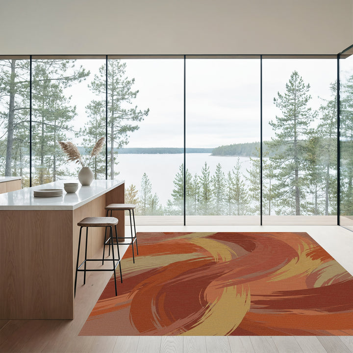 Earthy Tone Brushstroke Swirl Rug