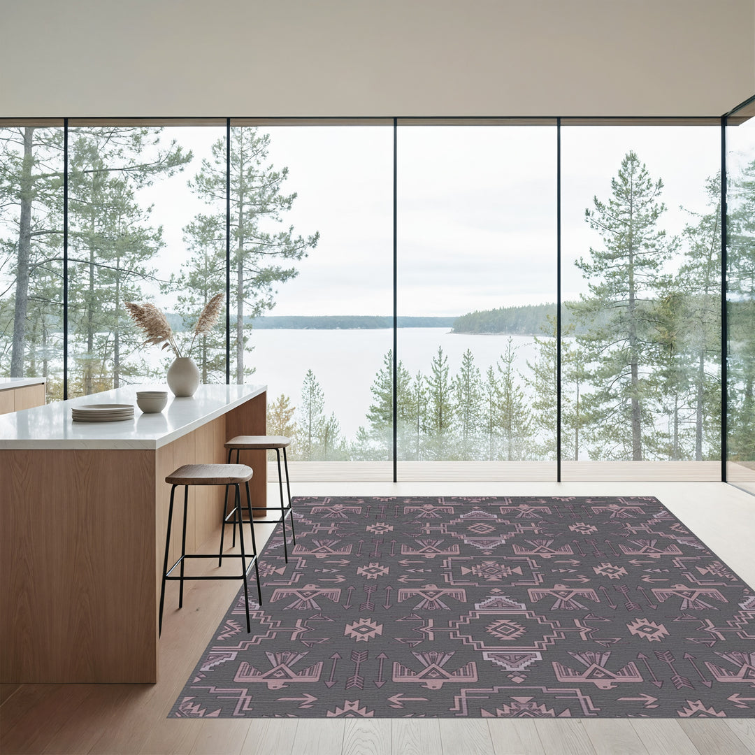 Ornate Native American Eagle Motif Rug
