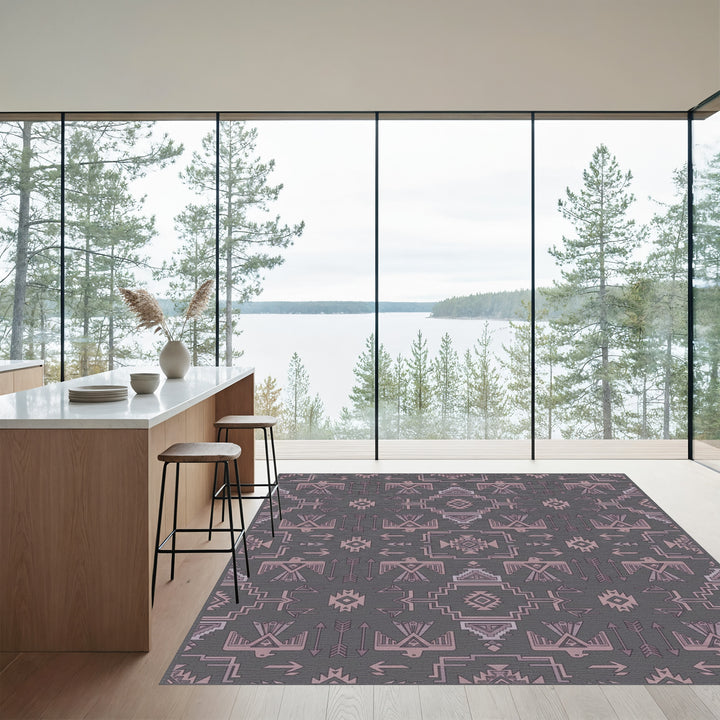 Ornate Native American Eagle Motif Rug