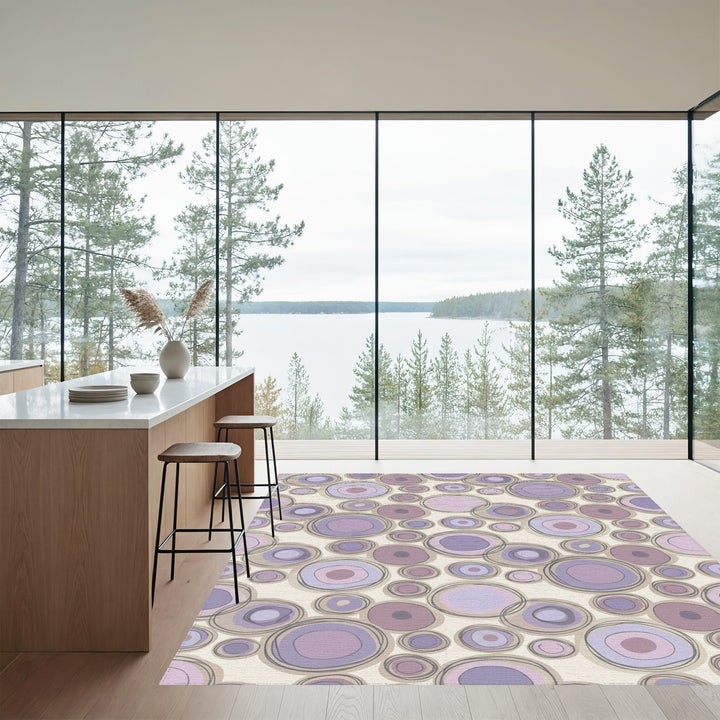 Amorphous Purple Circles Collage Rug