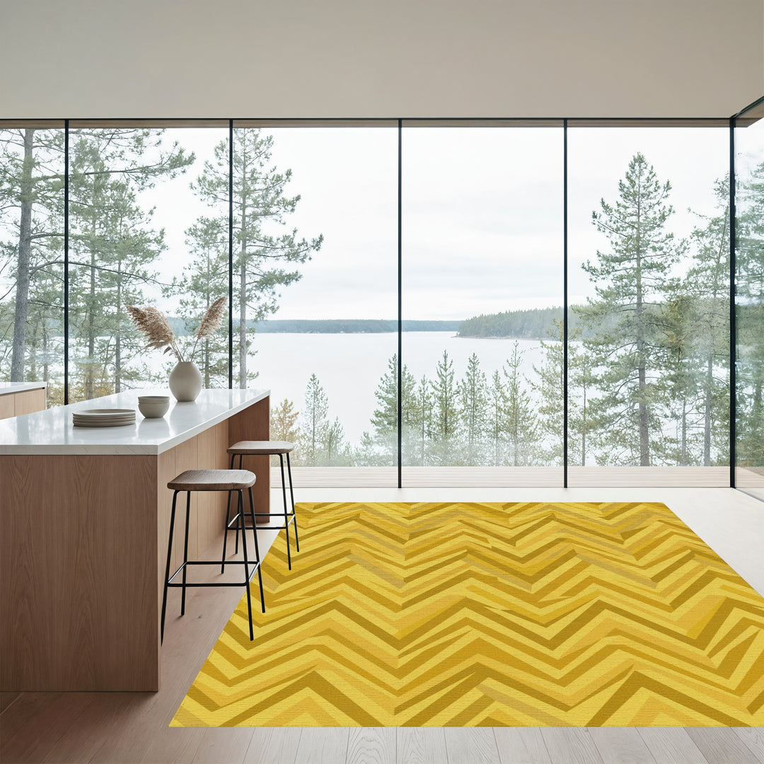 Golden Mustard Chevron Stripes Rug