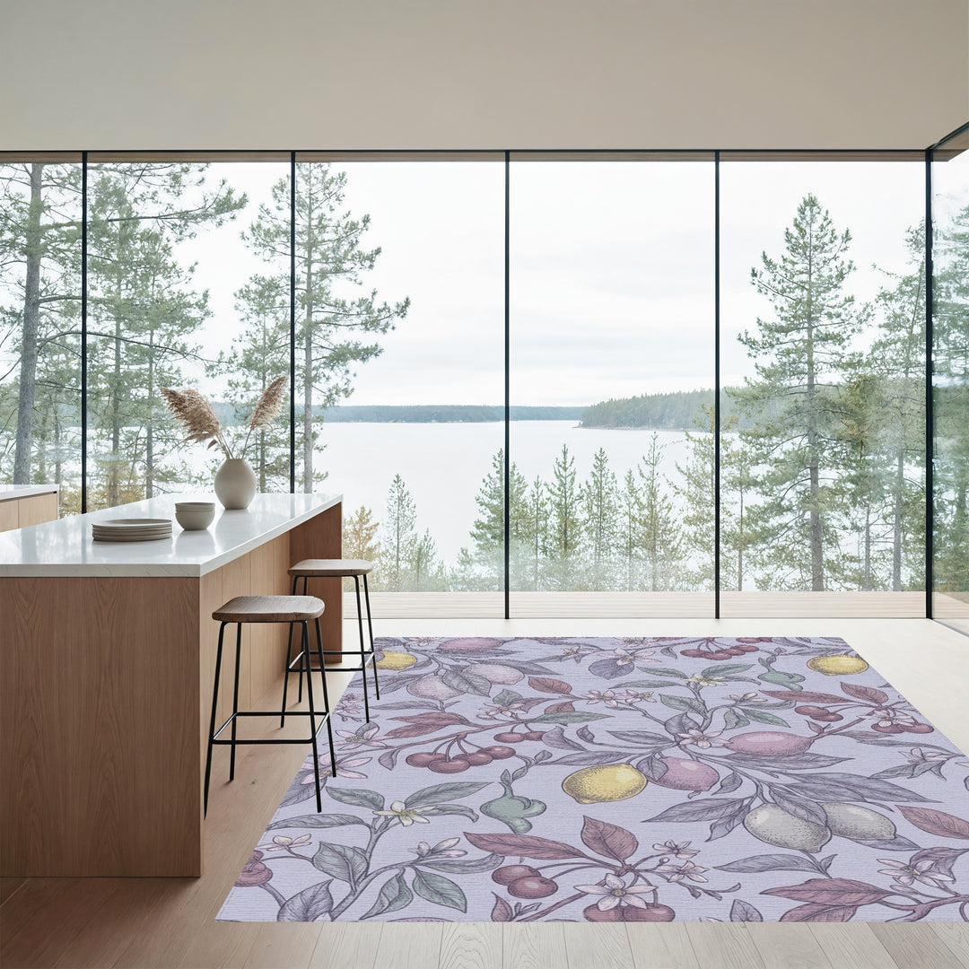 Vintage Cherry Lemon Blossom Vines Rug