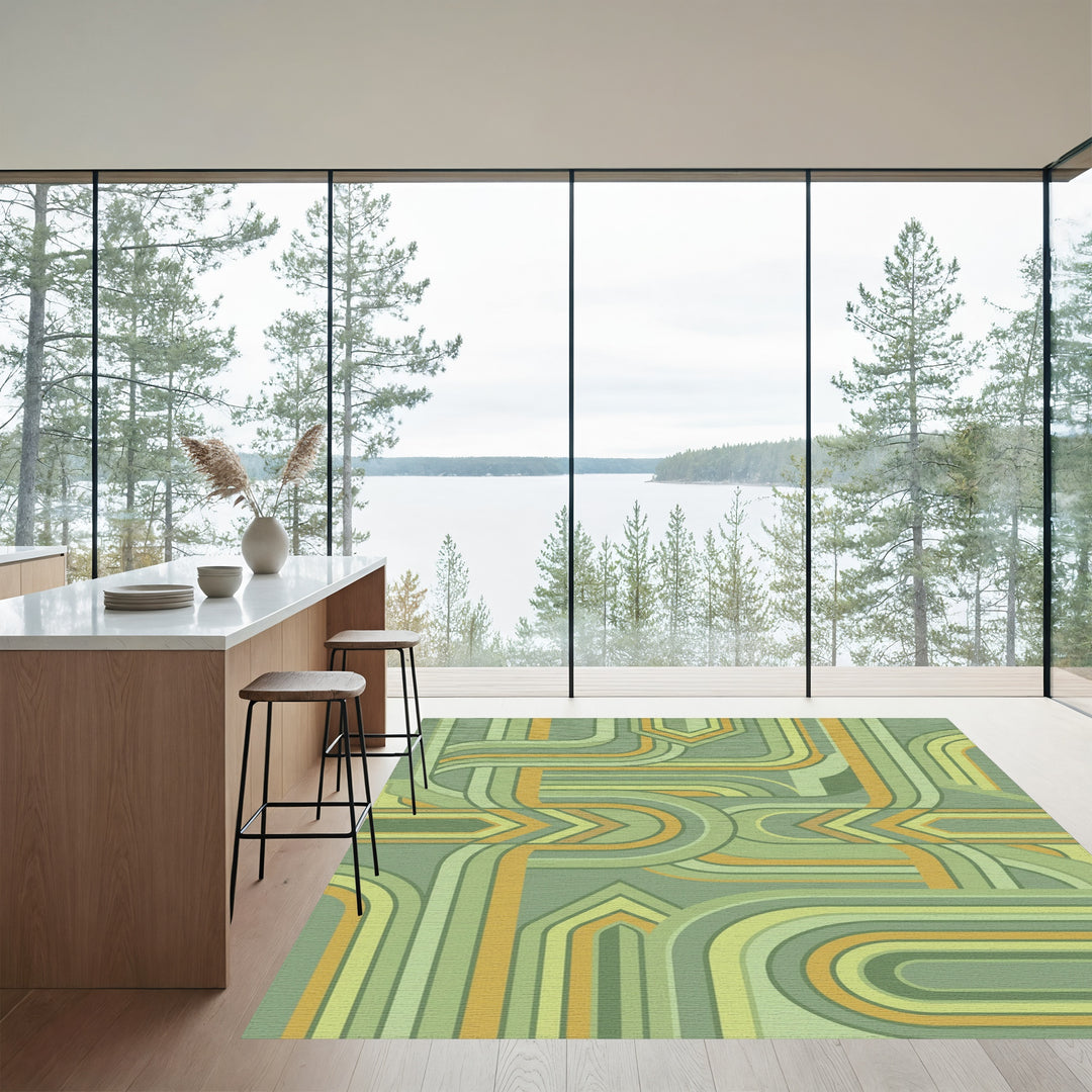 Retro Geometric Flow Rug