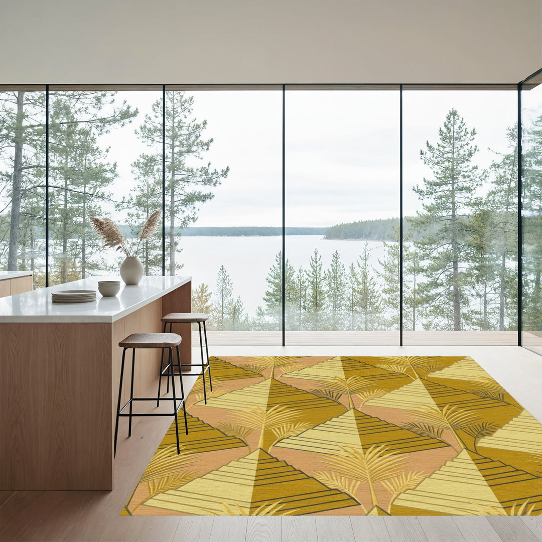 Terracotta Palm Pyramid Geometric Rug