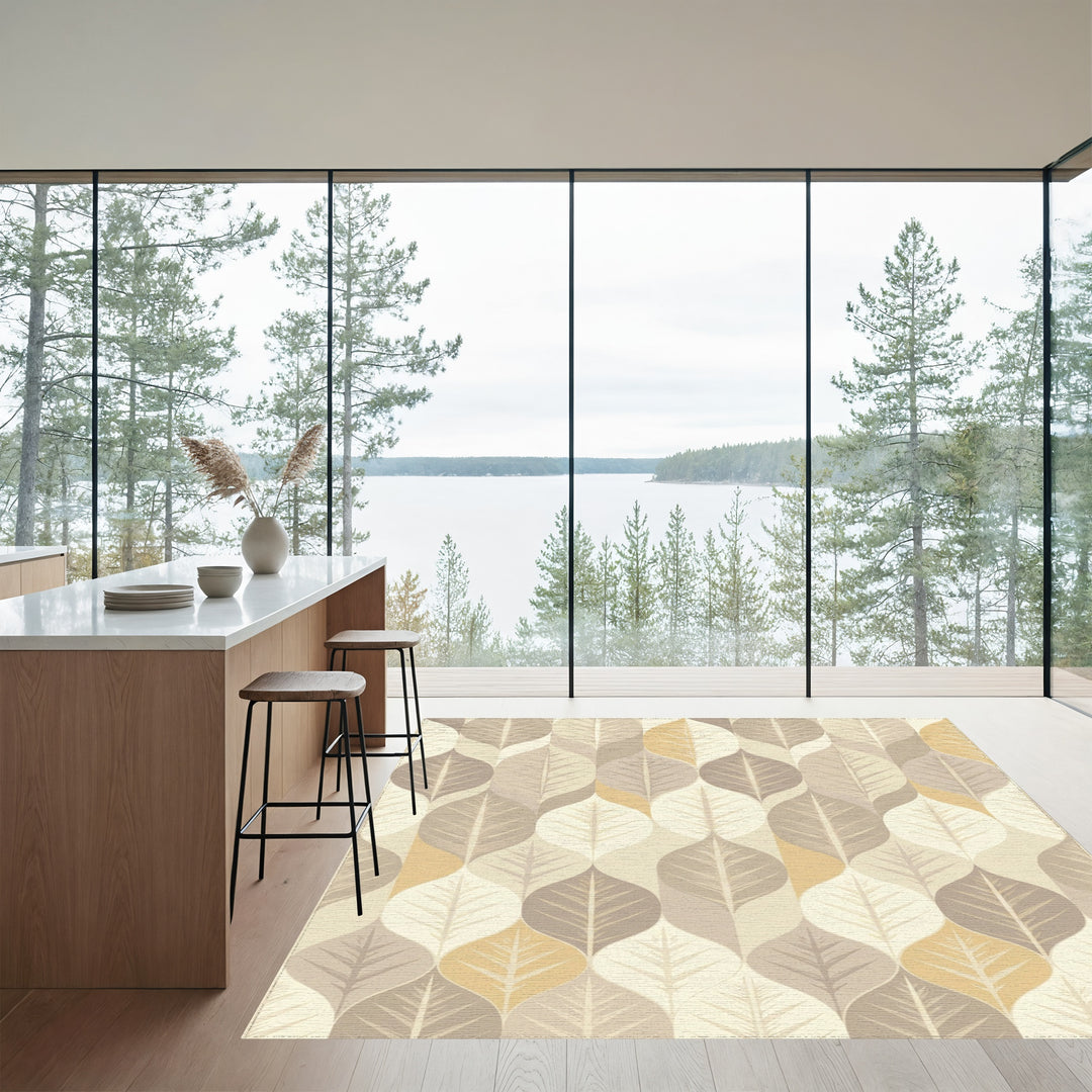 Earthy Leafy Tones Vertical Arrangement Rug