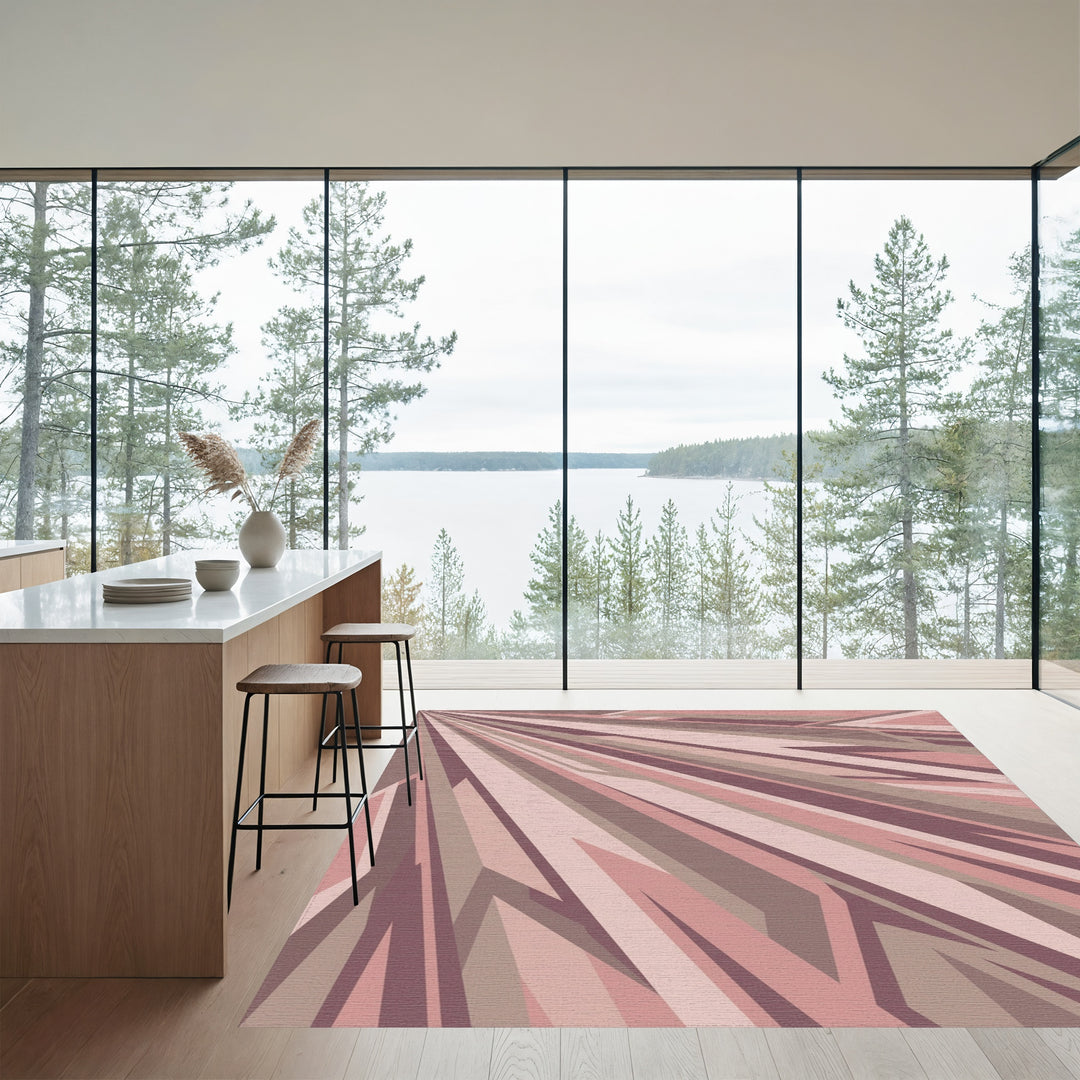 Muted Rose Geometric Radian Rug