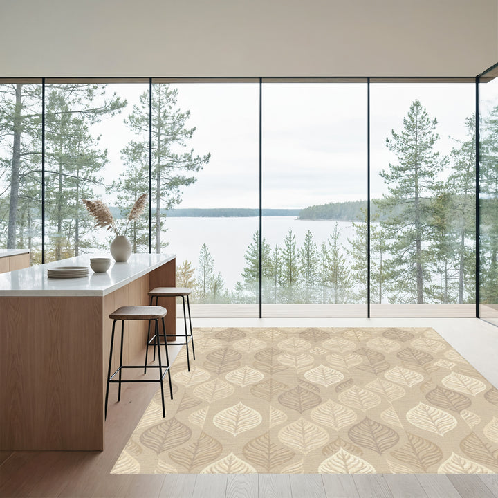 Earthy Leafy Tones Textured Rug