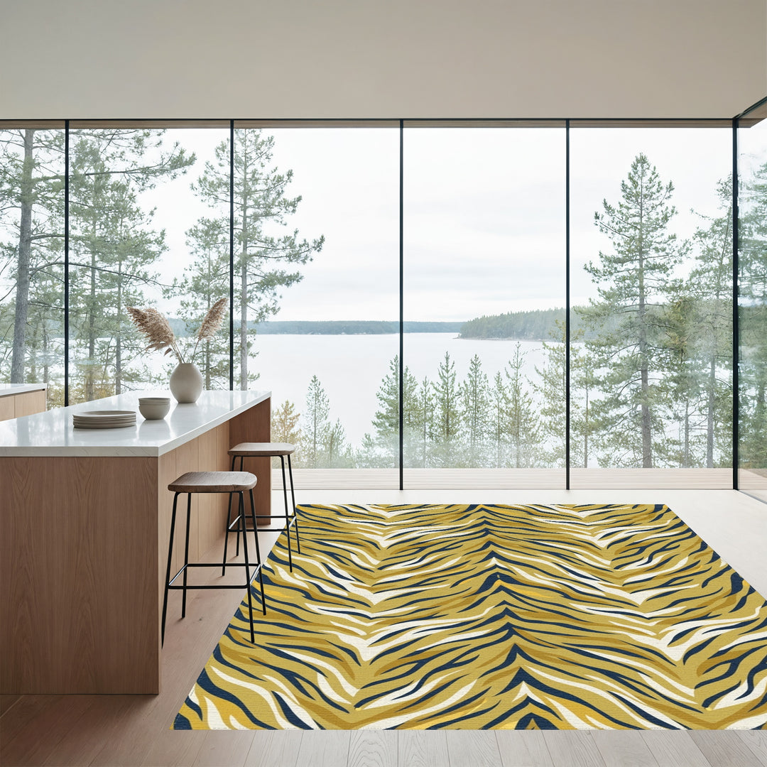 Golden Zebra Stripe Contemporary Rug