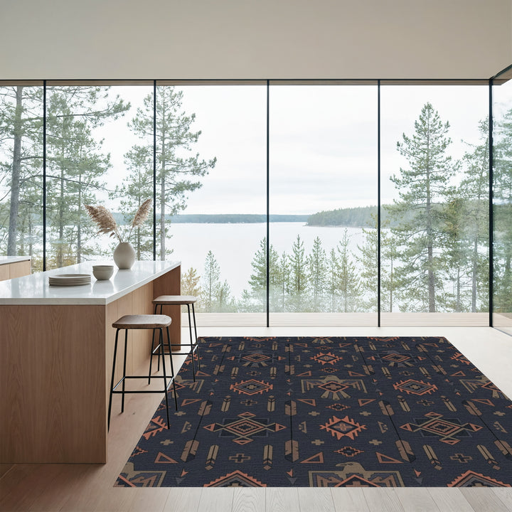 Earthy Tone Thunderbird Geometric Rug