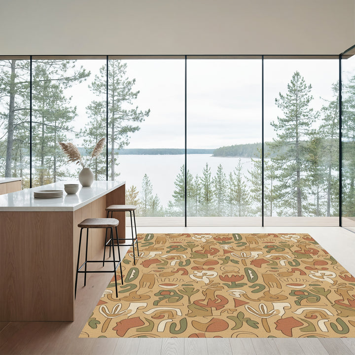 Earthy Organic Abstract Art Rug