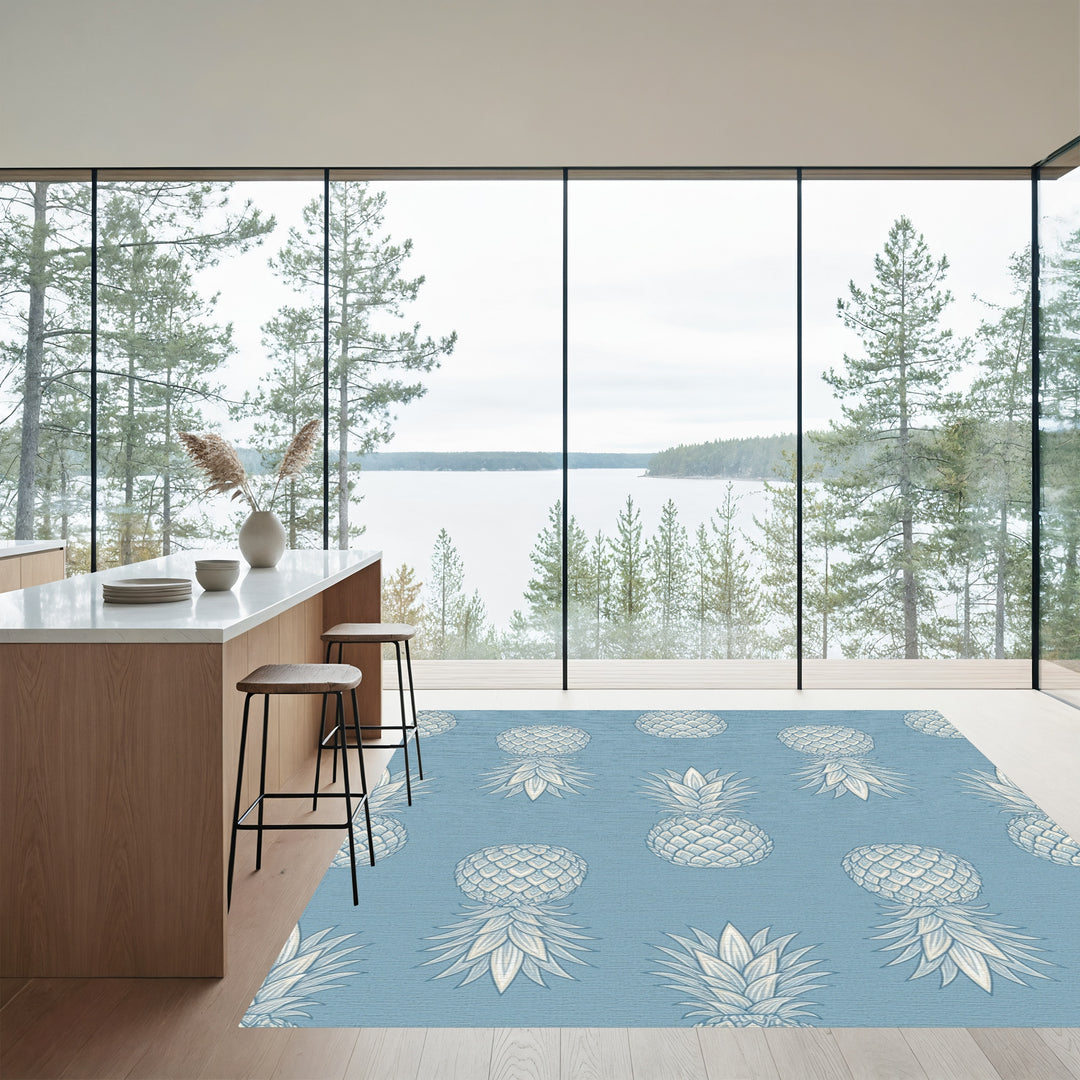 Pale Blue Pineapple Repeat Rug