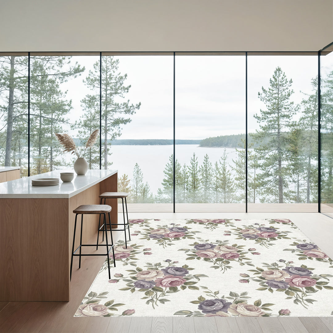 Vintage Rose Garland Floral Arrangement Rug
