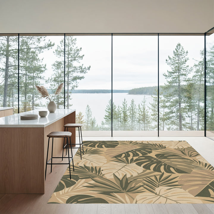Earthy Tone Tropical Foliage Rug