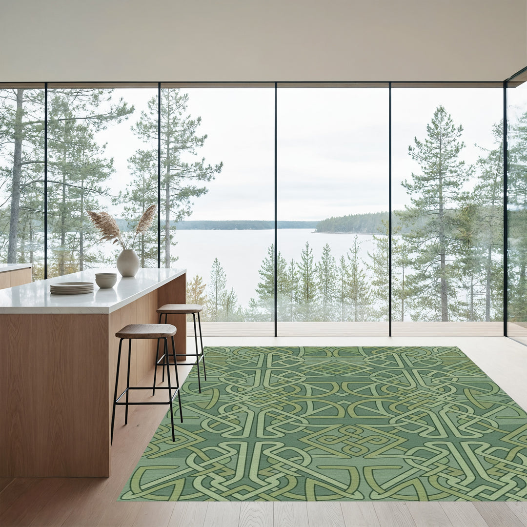 Verdant Emerald Celtic Knotwork Rug